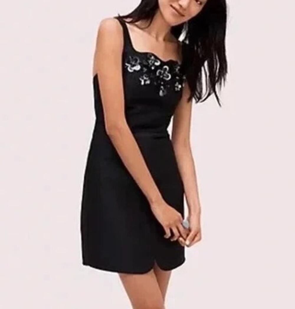 Kate Spade Main Line Embellished A Line Mini Dress Black 16